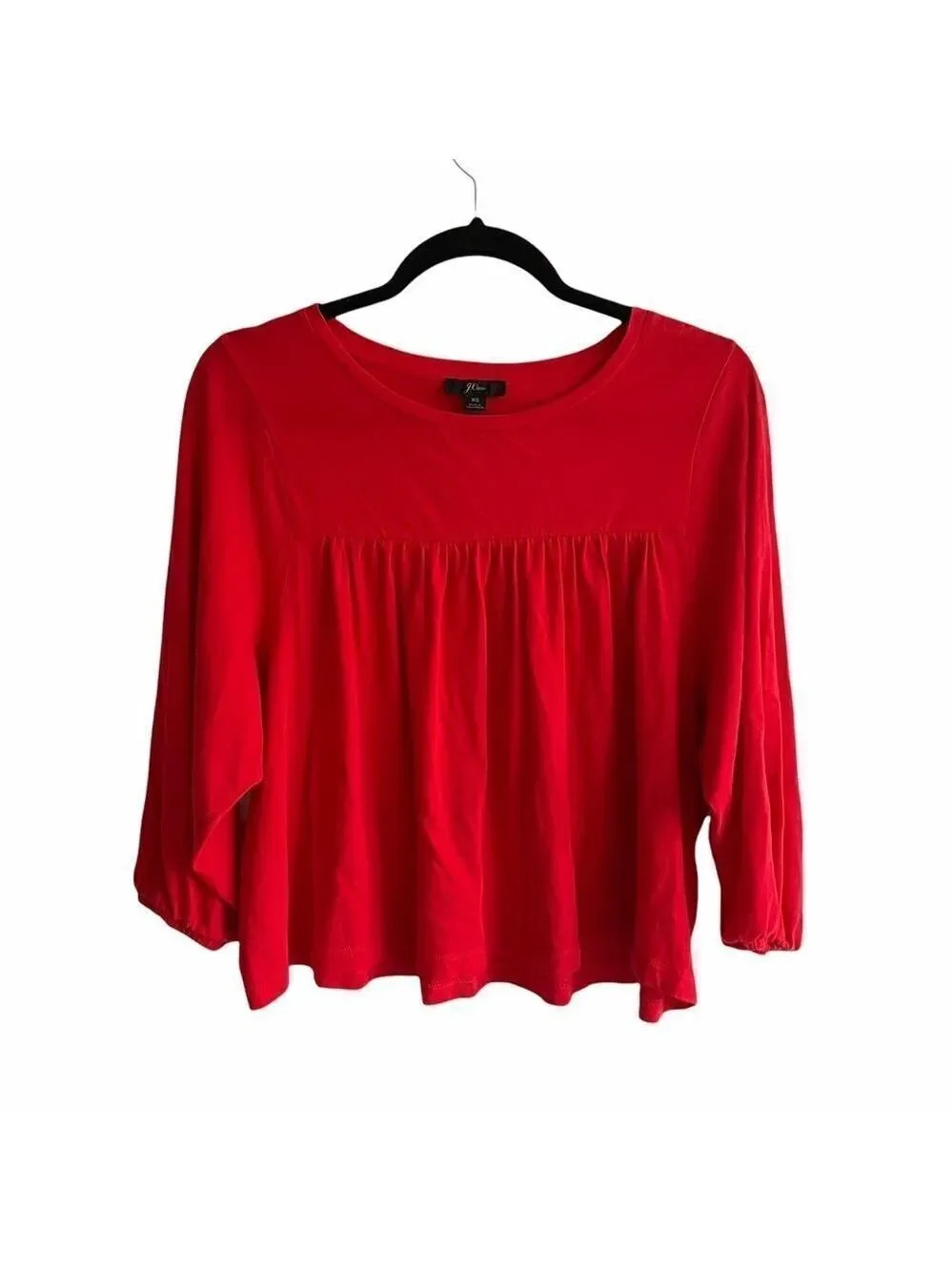 J. CREW Cropped Drapey Popover Blouse Top Shirt Poppy Red XS